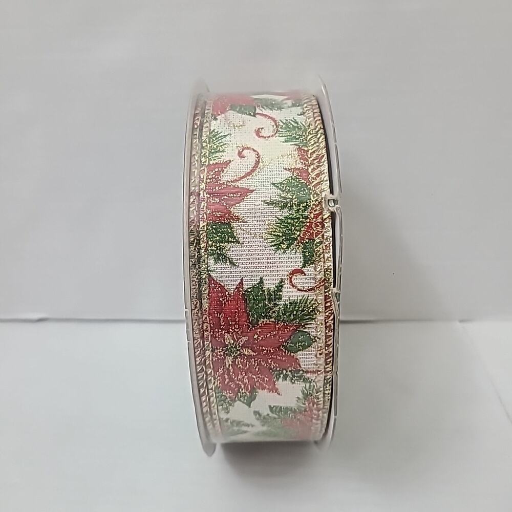 Kirkland Premium Wired Ribbon 1.5" Width 50 Yards Poinsetta